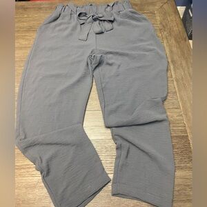 SO  Good for Life Elastic High Waist Tie Straight Gray Loose Fit Casual Pants XL